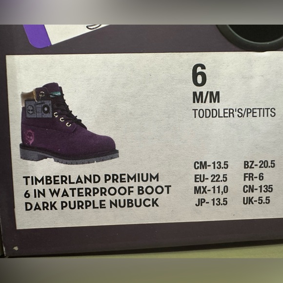 BRAND NEW! Toddler Purple & Gold Timberland Boots - Sz. 6 - Picture 6 of 6